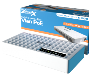 SWITCH 8P 10/100 POE REVERSO 5~48V VLAN - 10262 - 2F-N1008PR - 2FLEX